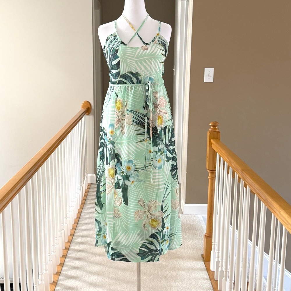 SHEIN Plus Summer Dress Tropical Floral Print Open Back Summer Cami Dress 1x - Picture 2 of 8